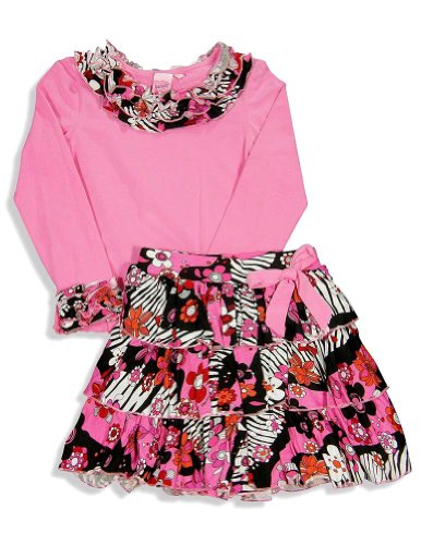 Lipstik Girls - Girls Long Sleeve Skirt Set, Pink (Size 8)