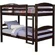 WE Furniture Twin / Twin Solid Wood Bunk Bed - Espresso