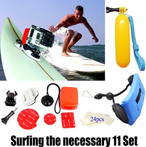 Erligpowht Outdoor Sports Gopro Accessories Kit for Gopro hero 4 /3+ /3 /2 /1 in Parachuting Gopro Swimming Gopro Rowing Gopro Surfing Gopro Skiing Gopro Climbing Gopro Running Gopro Bike Gopro Riding Gopro Camping Gopro Diving Gopro Outing Any Other Outdoor Sports (camera and the case not included)