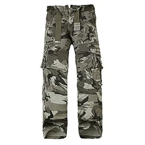 Aubig Vintage Cargo Camo Combat Trousers Army Camouflage Printed Woodland Military Jeans Pants Asian Size L