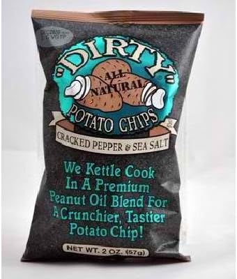 Dirty 6 Pack Caddy 2oz Bags Kettle Potato Chips Assorted Flavors (Salt and Cracked Pepper)