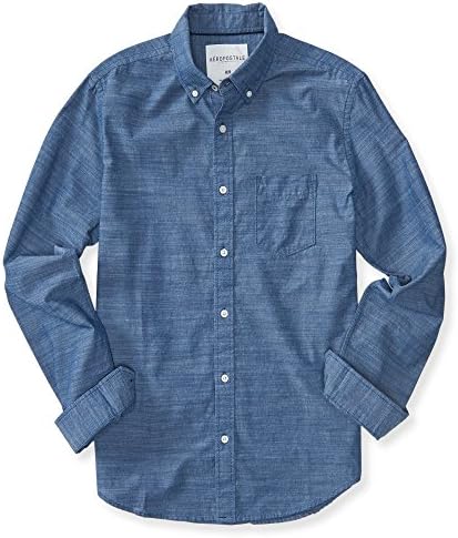 Aeropostale Men's Long Sleeve Textured Oxford Woven Shirt Xs Luna