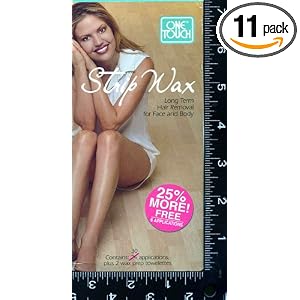 STRIP WAX, 11, BOXES, for, LONG TERM, HAIR REMOVAL, for, FACE, and, BODY, A, QUICK, EASY, EFFECTIVE WAY to, REMOVE, UNWANTED HAIR, from, YOUR, FACE, ARMS, LEGS, BIKINI AREA,, ANYWHERE ON YOUR BODY, Leaves, skin, silky, smooth, and, hair free, for 4 to 8 weeks, KIT CONTAINS 30 APPLICATORS, 15, DOUBLE-SIDED ODOR-FREE PREWAXED STRIPS, READY TO USE, + 2, WAX, PREP TOWELETTES, BOTTLE, BOTTLES, UCP672153872508