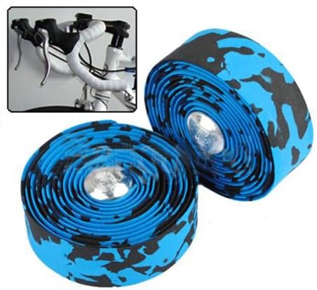 SupperDeal 2X Bike Bicycle Cycle Cork Handlebar Handle Bar Tape Wrap + 2 Bar Plug Blue New