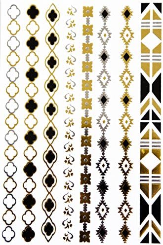 Silver - Gold - Black *Metallic Temporary Tattoo* Fashion Body Jewelry Tattoos * Body Bling Tribal Tattoos