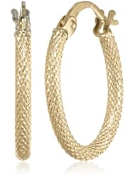 Duragold 14k Yellow Gold Oval Mesh Hoop Earrings (0.6" Diameter)