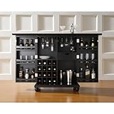 Crosley Furniture Cambridge Expandable Bar Cabinet in Black Finish