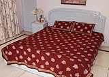 Sheer Divine Home Decor Block Print & Brocade Work Cotton Bed Sheet Bedspre ....