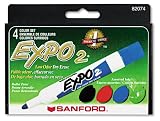 EXPO 82074 Sanford EXPO Low Odor Dry Erase Markers, Bullet Tip, Assorted, 4/Set, Carton of 12 sets