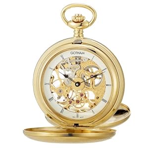 Gotham Men's Gold-Tone Mechanical Pocket Watch with Desktop Stand # GWC18802G-ST
