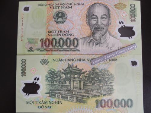 100,000 Vietnamese Vietnam Polymer Dong Uncirculated UNC Banknote / Currency