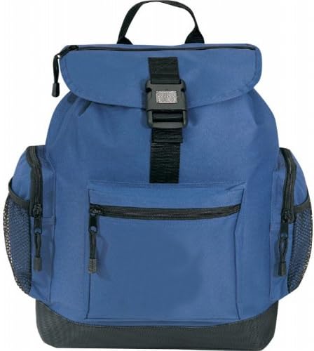 Drawstring Reflector Backpack w/ Leather-like Bottom- Blue