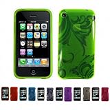 GREEN Apple iPhone 3G 3Gs 8GB 16GB 32GB FLORAL Transparent Jelly Silicone S ....