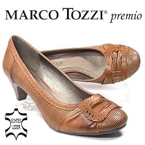 MARCO TOZZI premio, Glattleder Pumps mit Lochmuster, braun antic