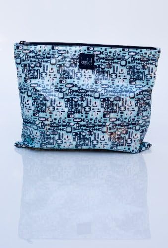 KidKit Travel Toiletries Flat Zip Pouch-Robot-SET OF TWO, Fully Stocked with High End Organic Travel Products, 13" x 11" , Turquoise and Navy Black for Boys, 10 pcs.