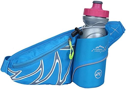 Free trip multifunction outdoor waist bag sport cycling waist pack with water bottle holder (Lake blue)
