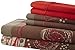 Spirit Linen Palazzo Home 106GSM 6-Piece Luxurious Printed Sheet Set, Queen, Red/Brown