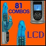 81 Combos Waterproof LCD Control Pearl Rabbit Vibrator Blue