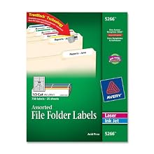 Avery File Folder Labels in Assorted Colors for Laser and Inkjet Printers with TrueBlock Technology, 0.67 x 3.43 Inches, Pack of 750 (05266)