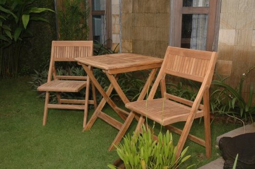 Anderson Teak Windsor Picnic Set w/ Square Folding Table and Folding Chairs