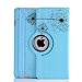 Nozza 360 Degree Rotating Ipad 2 Case (Dandelion Blue): Folio Convertible Cover Multi-angle Vertical and Horizontal Stand with Smart On/off for the Apple Ipad 2/the New iPad(ipad 3)/ipad 4 NOT for iPad Air