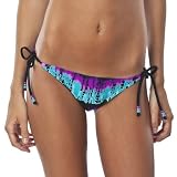 Xhilaration® Juniors Tie Dye Print Side Tie Swim Bottom - Purple/Turquoise/Black