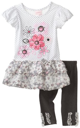 Nannette Girls 4-6x Floral Legging Set With Ruffles