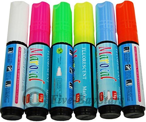 6 pcs Highlighter Fluorescent Liquid Chalk Marker Pen for LED Writing Board 10mm