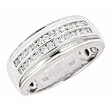 Channel Diamond Men's Wedding Anniversary Band Ring 14k White Gold (0.65 Cttw, VS Clarity, G Color)