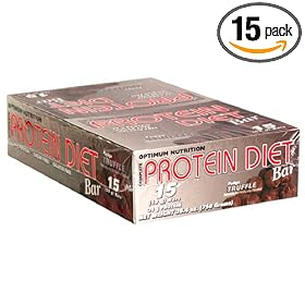 Optimum Nutrition Complete Protein Diet Bar, Fudge Truffle, 1.76-Ounce (50 g) Bars (Pack of 15)