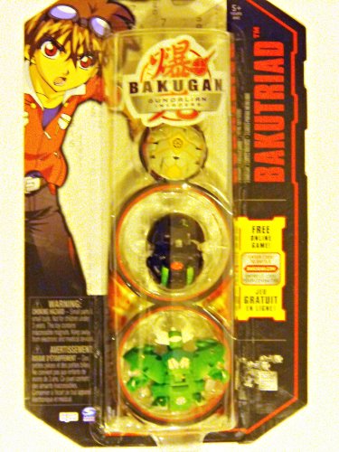 BAKUGAN GUNDALIAN INVADERS BAKUTRIAD GREEN KRAKIX BLACK HAKAPOID AND GRAY ARANAUT