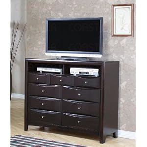 Coaster Phoenix 7 Drawer 1 Shelf TV Dresser in Rich Cappuccino Finish