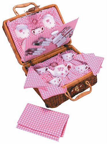 Childrens Toyshop  Toys : Ernest the Bear Butterfly Tea Set and Basket
