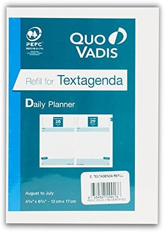 Quo Vadis Textagenda August 2016 - July 2017 Compact Daily Planner One Day Per Page 4 3/4" x 6 3/4" Plain Edge REFILL