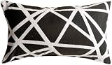 Pillow Decor - Criss Cross Stripes Black Rectangular Decorative Throw Pillow