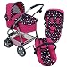 Edel Puppenwagen 3in1 mit Maxi Cosi Buggy und Lenkr�der pink Herz