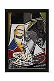 IMAGE OF Art Reproduction Oil Painting - Picasso Paintings: Tete d'une Femme Lisant with Black Satin Frame - Eco Friendly - 29