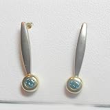 14K Two-Tone Gold Blue Diamond Earrings