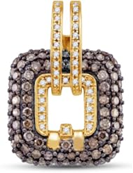 10K Yellow Gold Round Brilliant Cut Channel Set Chocolate Brown and White Diamond Pendant - (2.27 cttw.)
