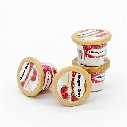Odoria 1:12 4PCS Red Strawberry Ice Cream Miniature Food Dollhouse Accessories