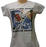 Stone Roses Music Band White Tee shirt, I WANNA BE ADORED T-shirt-Ladies Skinny (Lady) Fit Sizes Small - XXL - TSHL01007