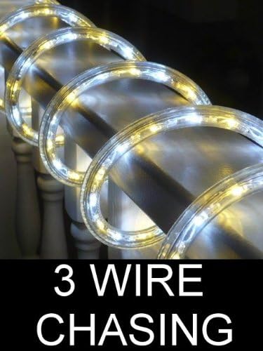 50Ft Rope Lights; 3wires warm white and pure white chasing LED Rope Light Kit; Christmas Lighting; outdoor rope lighting