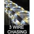 18Ft Rope Lights; 3wires warm white and pure white chasing LED Rope Light Kit; Christmas Lighting; outdoor rope lighting
