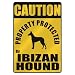 CAUTION  PROPERTY PROTECTED BY IBIZAN HOUND  PARKING SIGN DOG