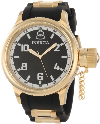 black Friday Invicta Men\'s 1436 Russian Diver Black Rubber Dial WatchB0056GHXU8