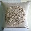 Earthy Rose - Throw Pillow Covers - Linen Pilllow Cover with Jute Embroidery