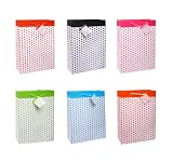 12-Pack Assorted Colors Polka Dots Gift Bag - Large