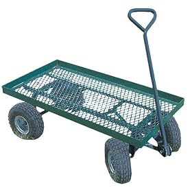 HDC 350 lb. Load Capacity Flatbed Garden Wagon with 10-Inch Pneumatic Tires #04417 by HDC Inc.