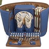 Outdoor Living : Picnic Time Montecito Insulated Picnic Tote Service For 4 (Vista Blue)