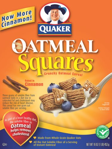 Quaker Oatmeal Squares Cinnamon Cereal, 16-Ounce Boxes (Pack of 6)
